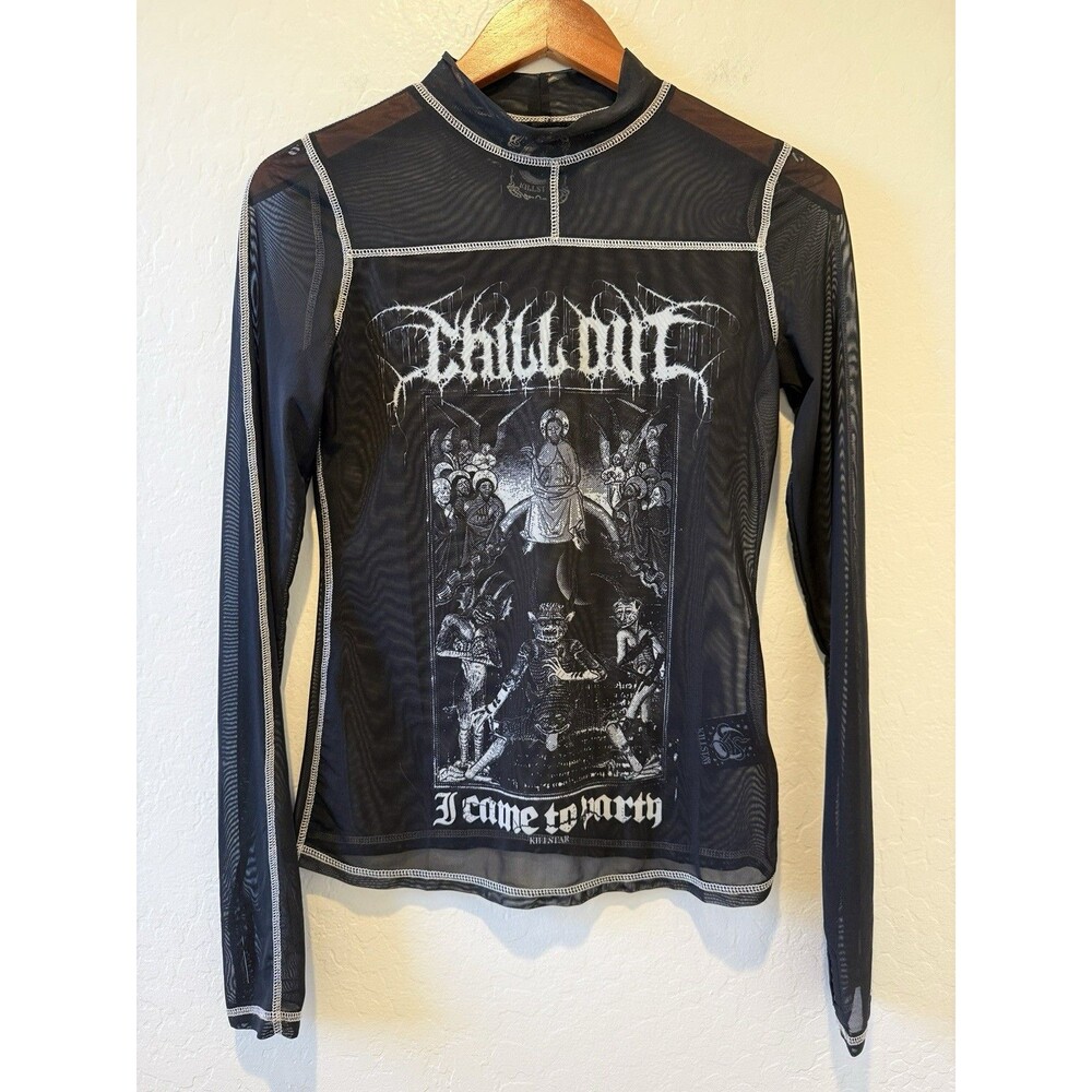 Killstar Chill Out Mesh Top Women's XS I Came to Party Goth Occult Rare Shirt